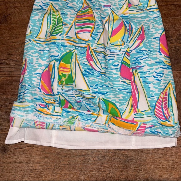 Lilly Pulitzer Franco Dress in You Gotta Regatta Ruffle Back Tie Strapless Dress - Picture 8 of 15